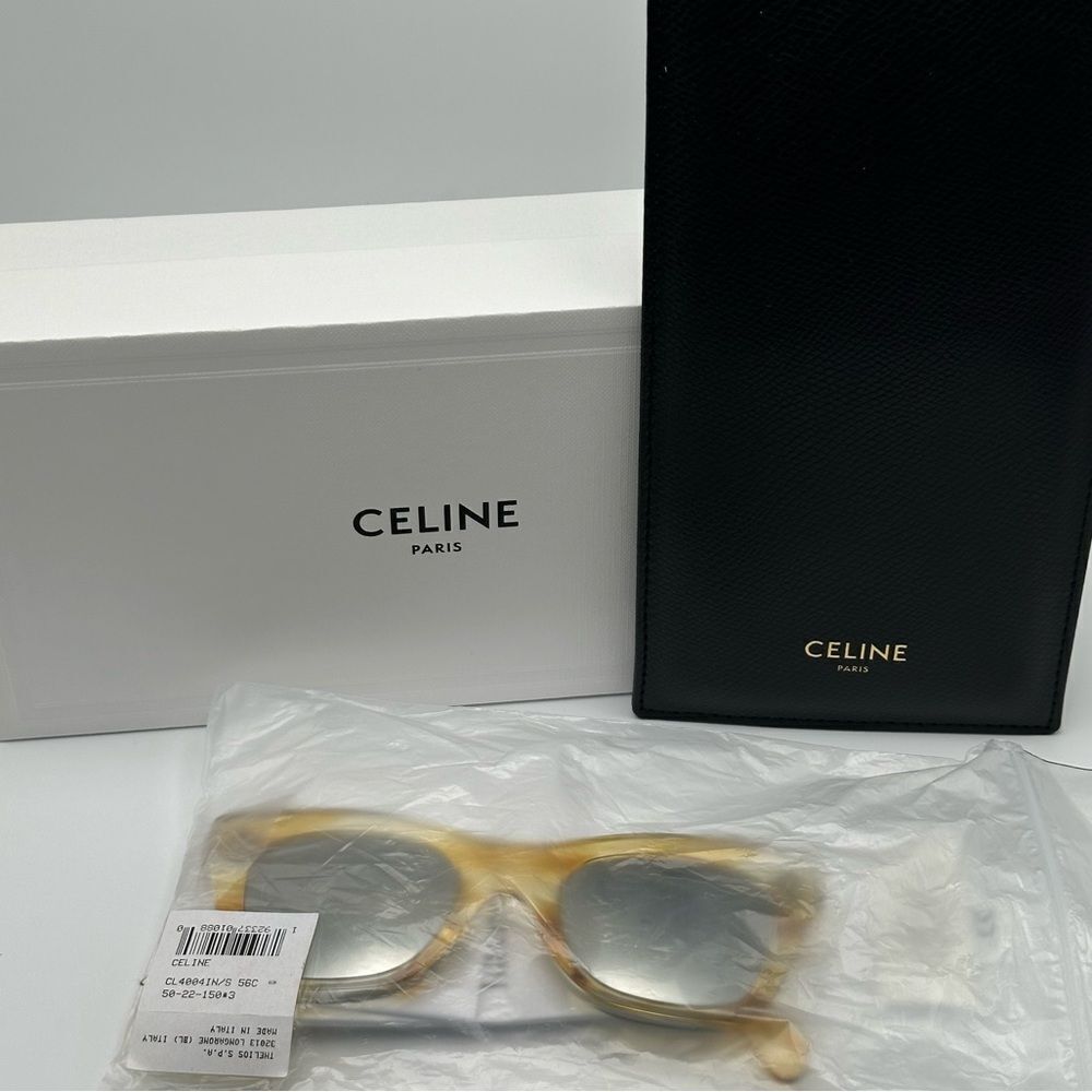 NEW CELINE Sunglasses CL4004IN/S 56C Yellow Clear Women - Picture 8 of 9